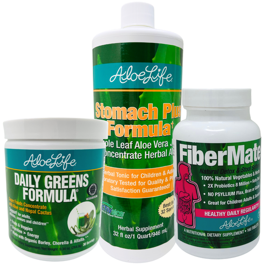 Healthier Digestion Bundle  15% Discount - Best Buy  Advanced Stomach Plus Formula Quart, FiberMate 120 Tablets, and Daily Greens Formula Powder 9.34OZ